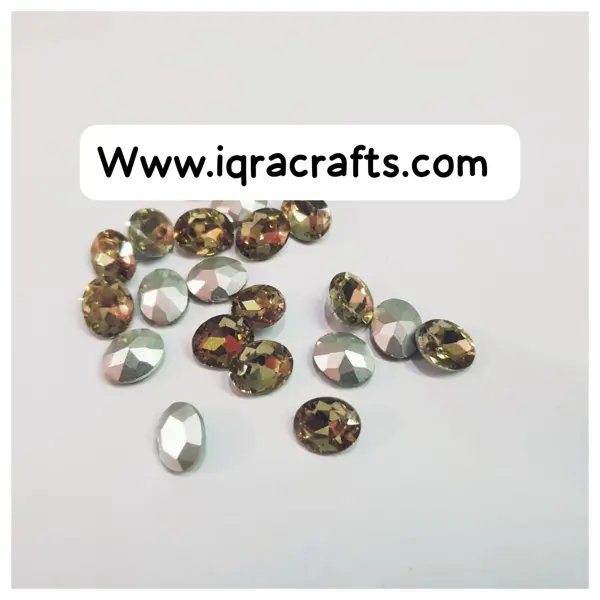 20 Pcs Oval Round Shape Glass Stones for Embroidery Work Small Size 8x6 mm