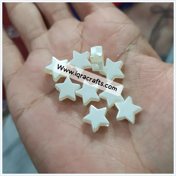 20 Pcs Star Shaped Acrylic Beads Making Crafts DIY 1cm With Hole