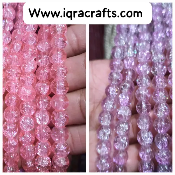 1 Strings Crack Beads 8mm Round - Pastel Salmon 