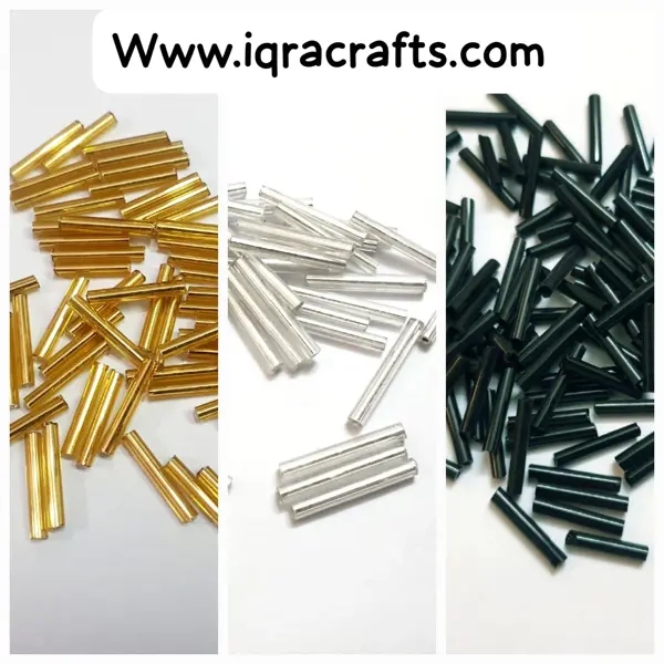 15 gm Pcs Long Bugle Beads Tube Glass Beads, Various Colors, Pony Bead, DIY Craftsmanship 1.56 cm