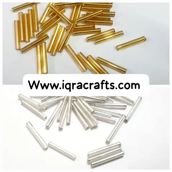 15 gm Pcs Long Bugle Beads Tube Glass Beads, Various Colors, Pony Bead, DIY Craftsmanship 1.56 cm