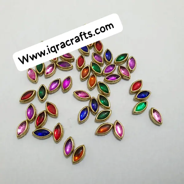 50 Pcs Mixed Eye Shape Real Kundan DIY Sewing Jewelry Decoration
