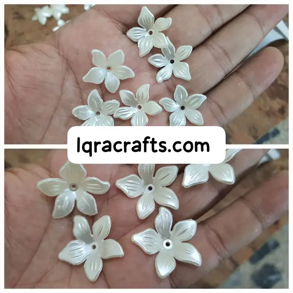 10gm Ivory Flower Cap, Acrylic Flower Beads Petal Cabochon 2cm & 3cm