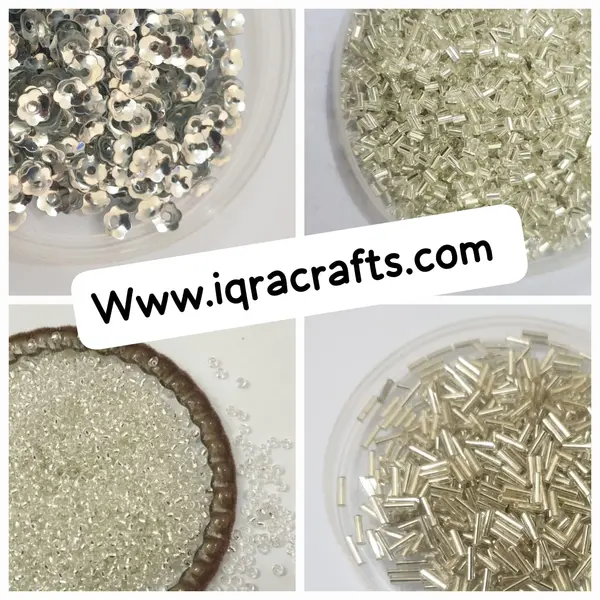 Pack of 4 Tola (Glass Beads, & Sequins)  Tola Each Color Embroidery Crafts DIY