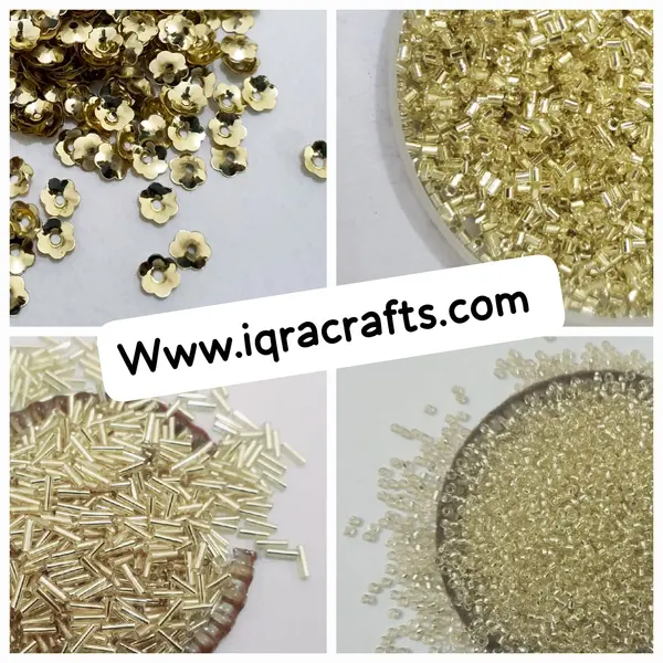 Pack of 4 Tola (Glass Beads, & Sequins)  Tola Each Color Embroidery Crafts DIY