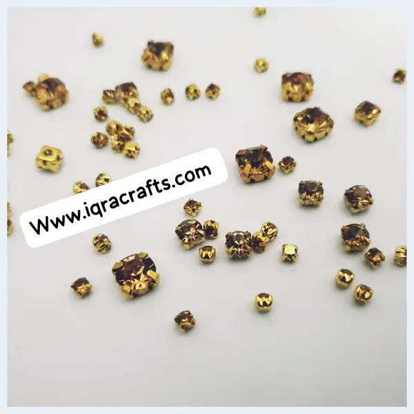 1 Pack Gold Crystal Acrylic Sew On Rhinestones Beads High Quality 2mm,3mm,5mm & 8mm