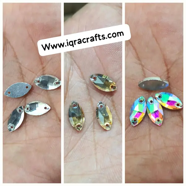 15 Pcs Silver Shiny Eye Beads Cystals With Holes
