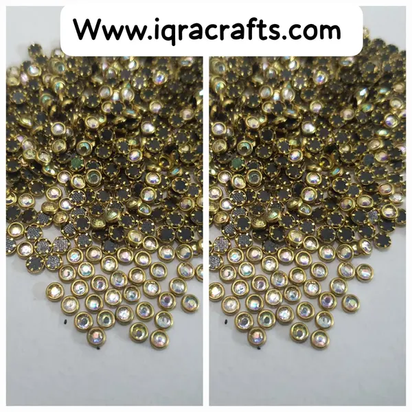 100 Pcs, MUlticolor Mixed Colors Real Kundan Beads DIY Sewing Jewelry Decoration, Round Shape 4mm