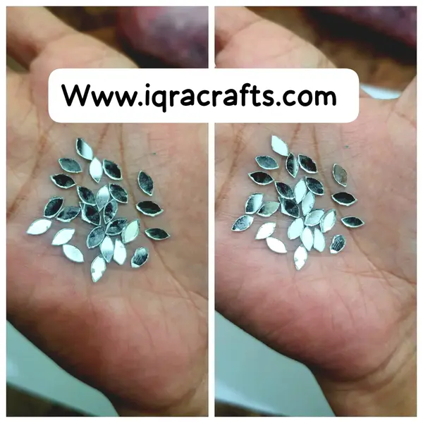 200 Pcs Tiny Glass Eye Shape Mirror Beads For Crafts & Embroidery tiny 7x4 mm Eye