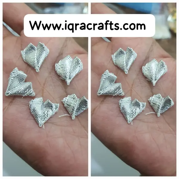 20 Pcs Silver Decorama Gota Patti Flowers for Decoration & Craft Making Appliques