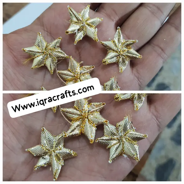 15 Pcs Embroidery Craft Material Gota Patti Golden & SIlver Flowers (2.7 cm)