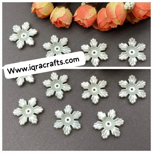 10 gm Creamy Color Pearl white flowers beads, 2.1cm/2.5cm