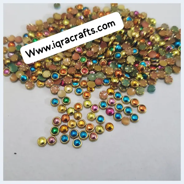 100 Pcs, MUlticolor Mixed Colors Real Kundan Beads DIY Sewing Jewelry Decoration, Round Shape 4mm