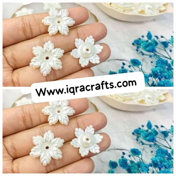 10 gm Creamy Color Pearl white flowers beads, 2.1cm/2.5cm
