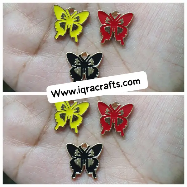 2 Pcs  Cute Colorful Butterfly Charms Gold Plated Butterfly Crafts Making Accessories