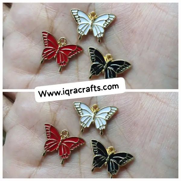 2 Pcs  Cute Colorful Butterfly Charms Gold Plated Butterfly Crafts Making Accessories