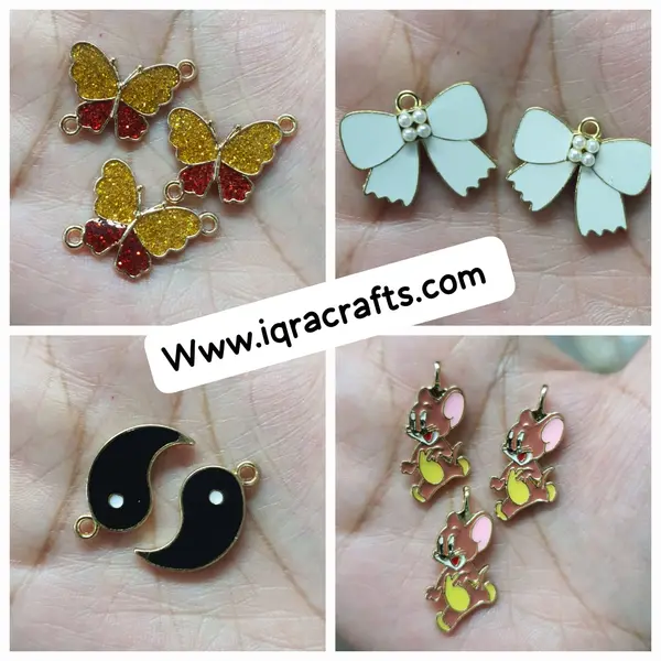 2 Pcs  Cute Colorful Mixed Gold Plated Butterfly Crafts Making Accessories