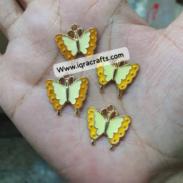 2 Pcs  Cute Colorful Butterfly Charms Gold Plated Butterfly Crafts Making Accessories