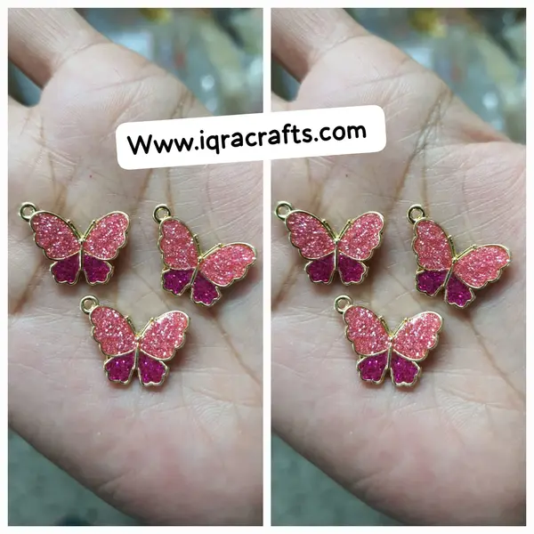 2 Pcs  Cute Colorful Butterfly Charms Gold Plated Butterfly Crafts Making Accessories