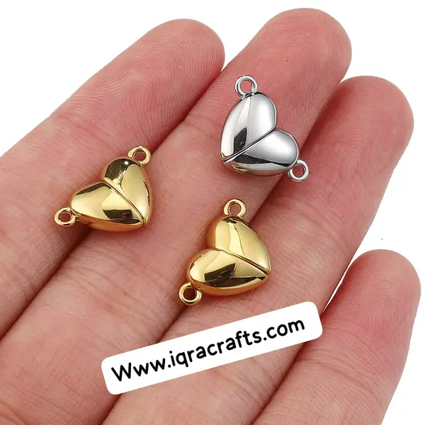 1 Heart (1 Pair) Heart Magnet Charm Heart Clasp Pendant for DIY Bracelet Jewelry Making