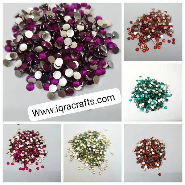 4mm, 300 Plus Pcs Shiny Kundan Beads DIY Sewing Craft Sets Small Size 4mm Resins