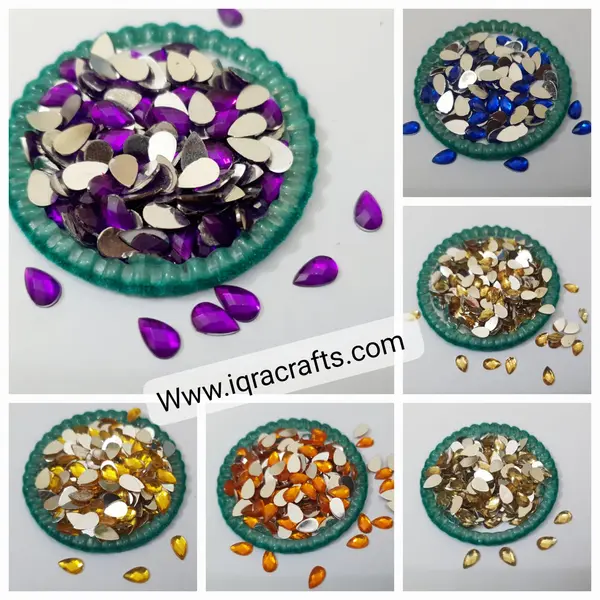 Big Drop 100 Pcs Shiny Kundan Beads DIY Sewing Craft Sets 10 mm 