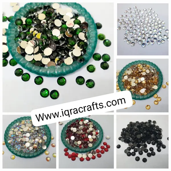 6mm, 100 Plus Pcs Shiny Kundan Beads DIY Sewing Craft Sets Small Size 6mm Resins