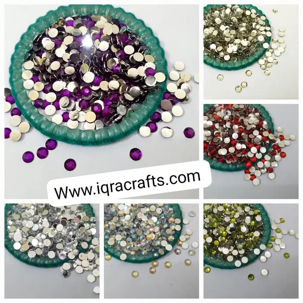 5mm, 200 Plus  Pcs Shiny Kundan Beads DIY Sewing Craft Sets Small Size Resins