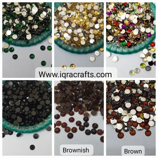 5mm, 200 Plus  Pcs Shiny Kundan Beads DIY Sewing Craft Sets Small Size Resins