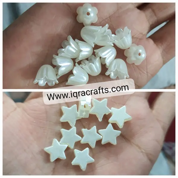 20 Pcs Star/Flower Cap Shaped Acrylic Beads Making Crafts DIY With Hole 11mm
