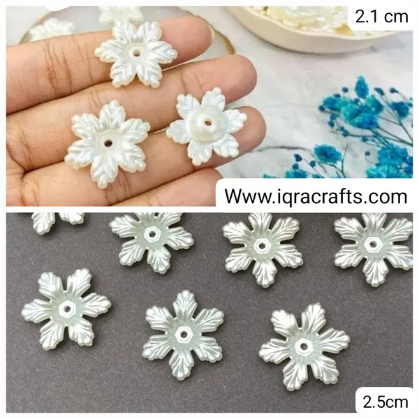 10 gm Creamy Color Pearl white flowers beads, 2.1cm/2.5cm