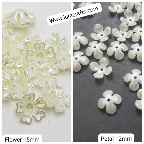 30Pcs Five Petal Flower White Single Hole Bead For DIY Hanging Accessories Decor Gift 15mm