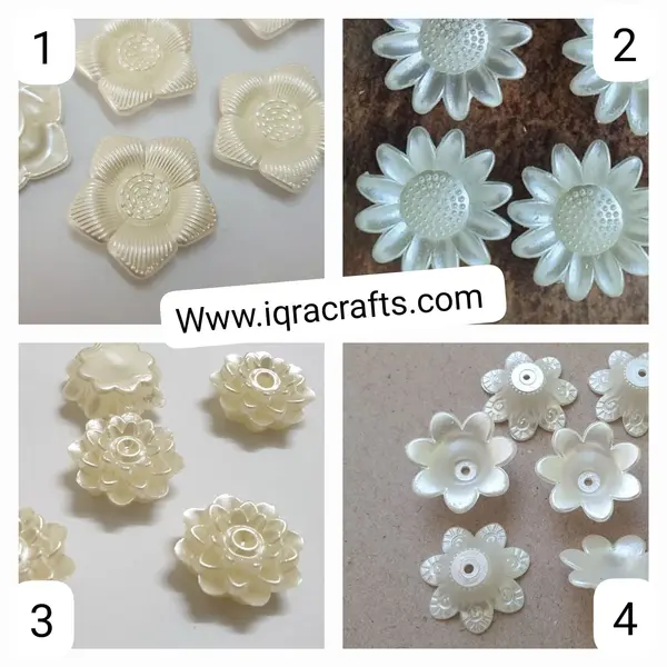 10 Pcs Acrylic Flower Caps off White Color Sun flowers beads With Holes 25m