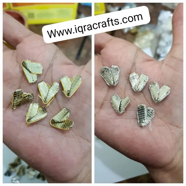 20 Pcs Decorama Gota Patti Flowers for Decoration & Craft Making Appliques Patches Silver