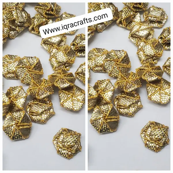 30 Pcs Decorama Gota Patti Flowers for Decoration & Craft Making Appliques Patches"