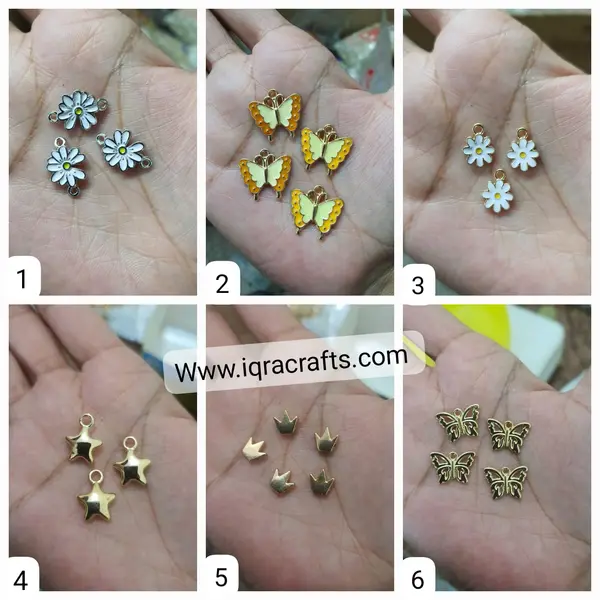 2 Pcs  Cute Colorful Charms Gold Plated Crafts Making Accessories