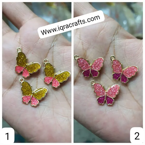 2 Pcs  Cute Colorful Butterfly Charms Gold Plated Butterfly Crafts Making Accessories