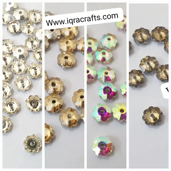 15 Pcs, Faceeted Beads Flower Multicolor Beautiful Design, Beads Craft Supplies