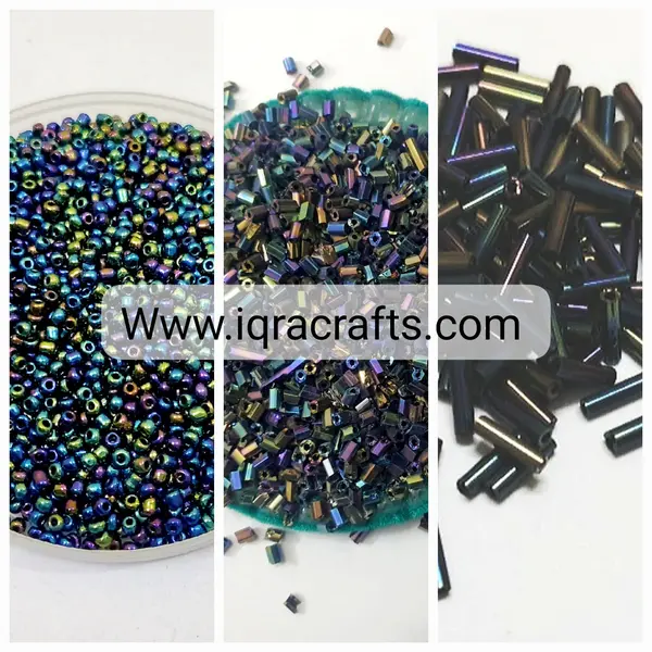 Pack Of 3 Tola (1 Tola Each) Pipe/round/Cut Glass Beads, Pony, DIY Crafts Crystals