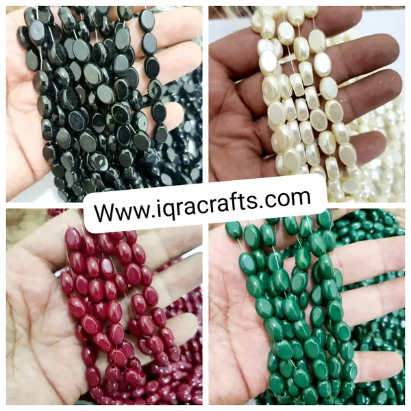  50 Pc Flat Oval Beads DIY, Art Craft In various Colors