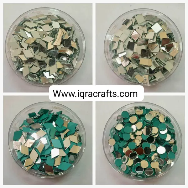 Pack Of 400 Pcs Round, Square Shape DIY Small Craft Mirrors (100 Pcs Each)