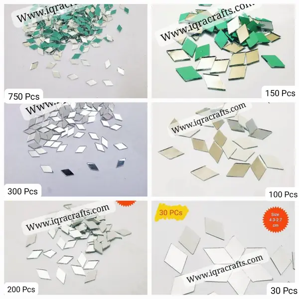 100 Pcs DIY Craft Mirrors, Diamond Shape Mirror Mosaic Tiles for Crafts Projects, Decoration