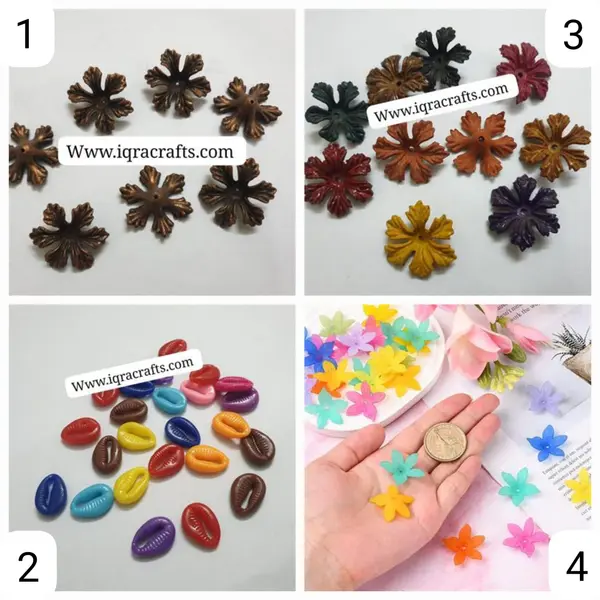 10gm Petal Flower Bead & Oval Shells Caps Acrylic Beads for DIY Crafts 