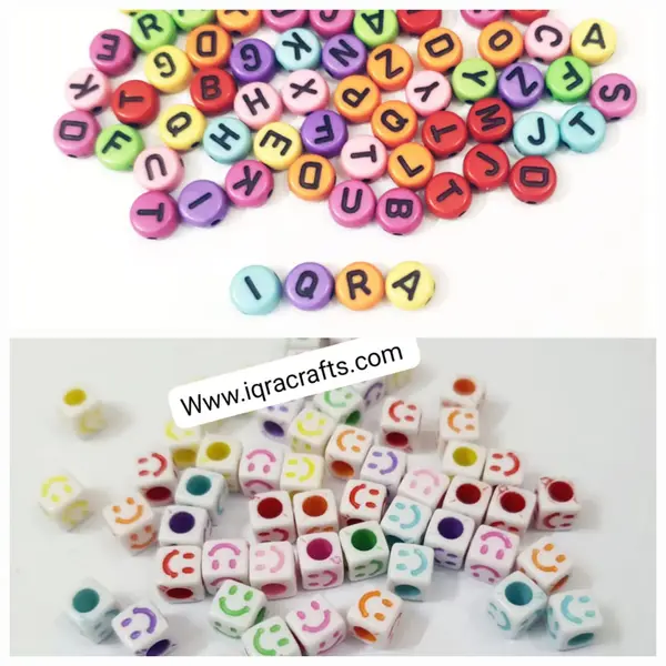 Pack of 50 Pcs Acrylic Faces Letter Beads in a (Square 6 mm)