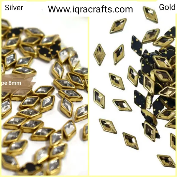 Rhombus Shape, 60 Pcs, Real Kundan Beads DIY Sewing Jewelry Decoration, Rhombus Shape