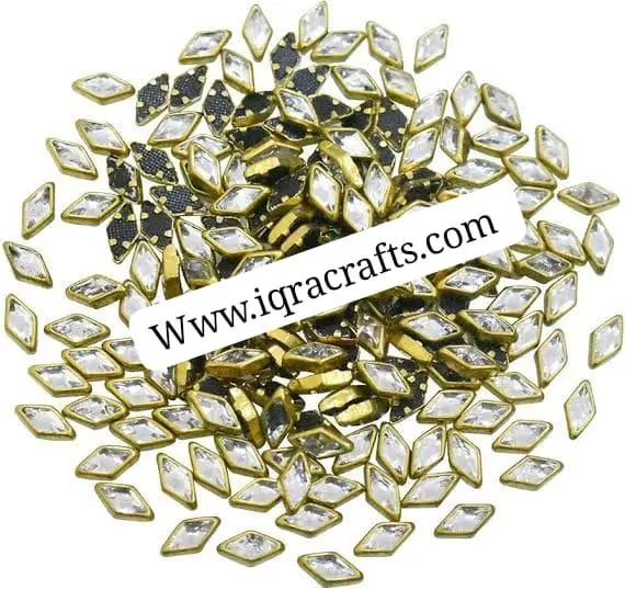 100 Pcs, Real Kundan Beads DIY Sewing Jewelry Decoration, Rhombus Shape