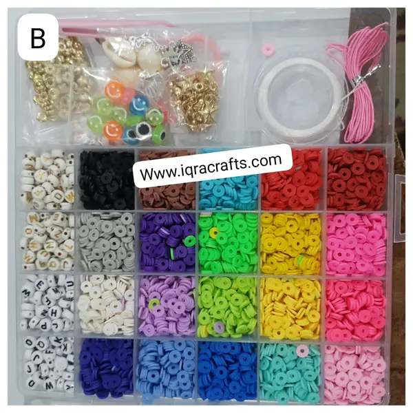 1 Kit Box, Clay Beads and Mixed Numbers Beads Jewelry Making, Tools Craft Supplies DIY