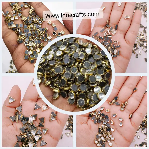 KIt 250 Pcs Round Shape Kundan Stone in Flat Back Mount/Kundan Beads for decoration