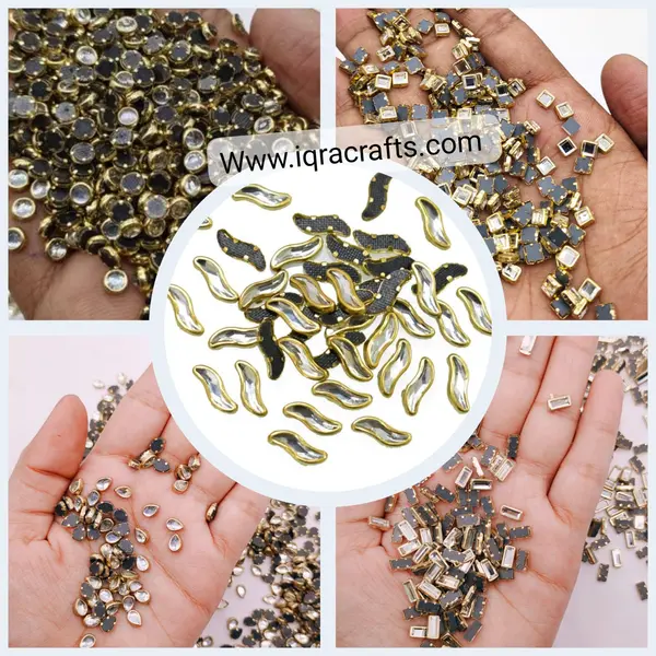 Kit 250 Pcs Round Shape Kundan Stone in Flat Back Mount/Kundan Beads for decoration
