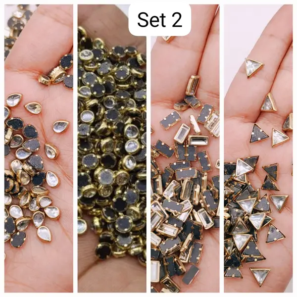 Pack of 1 Real Kundan Beads DIY Sewing Jewelry Decoration, DIY, 80 Pcs Total (20 Pcs Each)